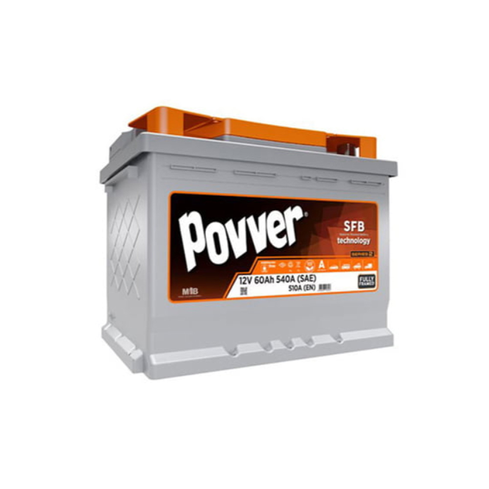 povver-12-v-60-ah.jpg POVVER 12 V 60 AH SFB 540 CCA Akü - Görsel 1